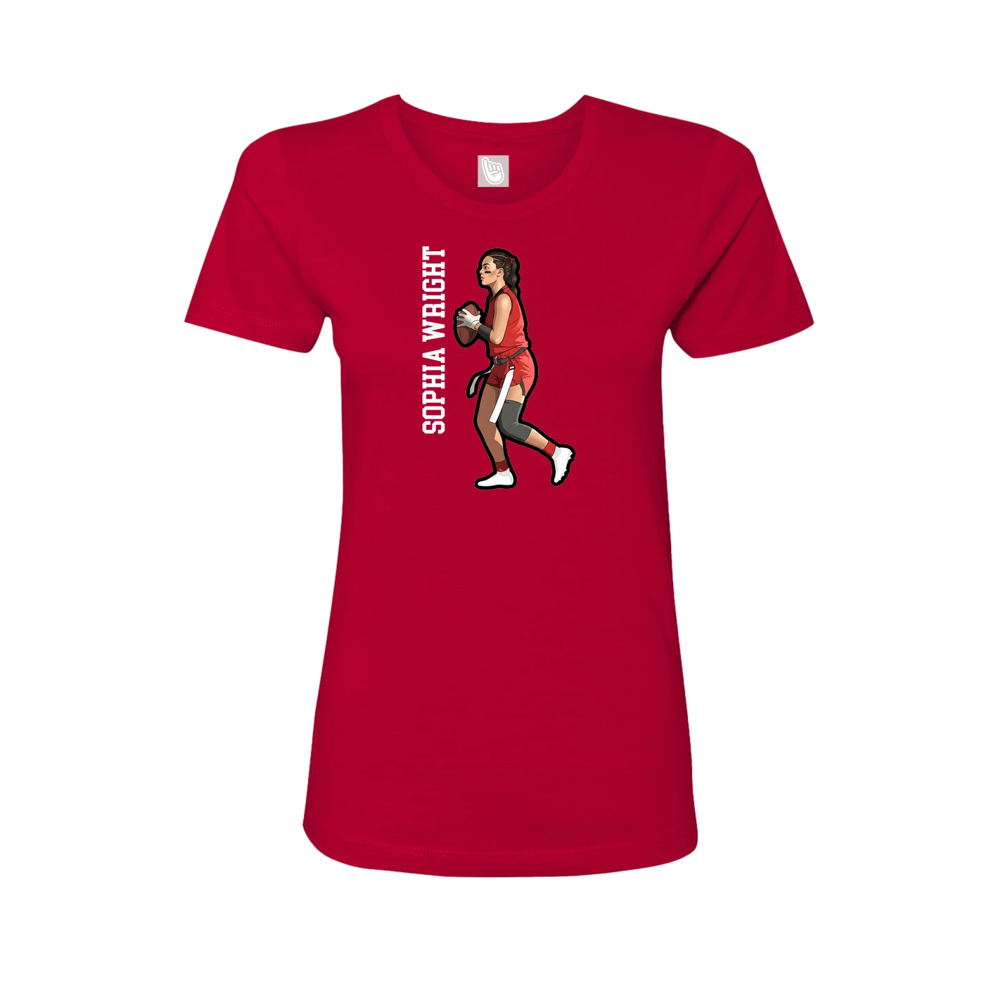 Womens Tee — Name Vertical in Red