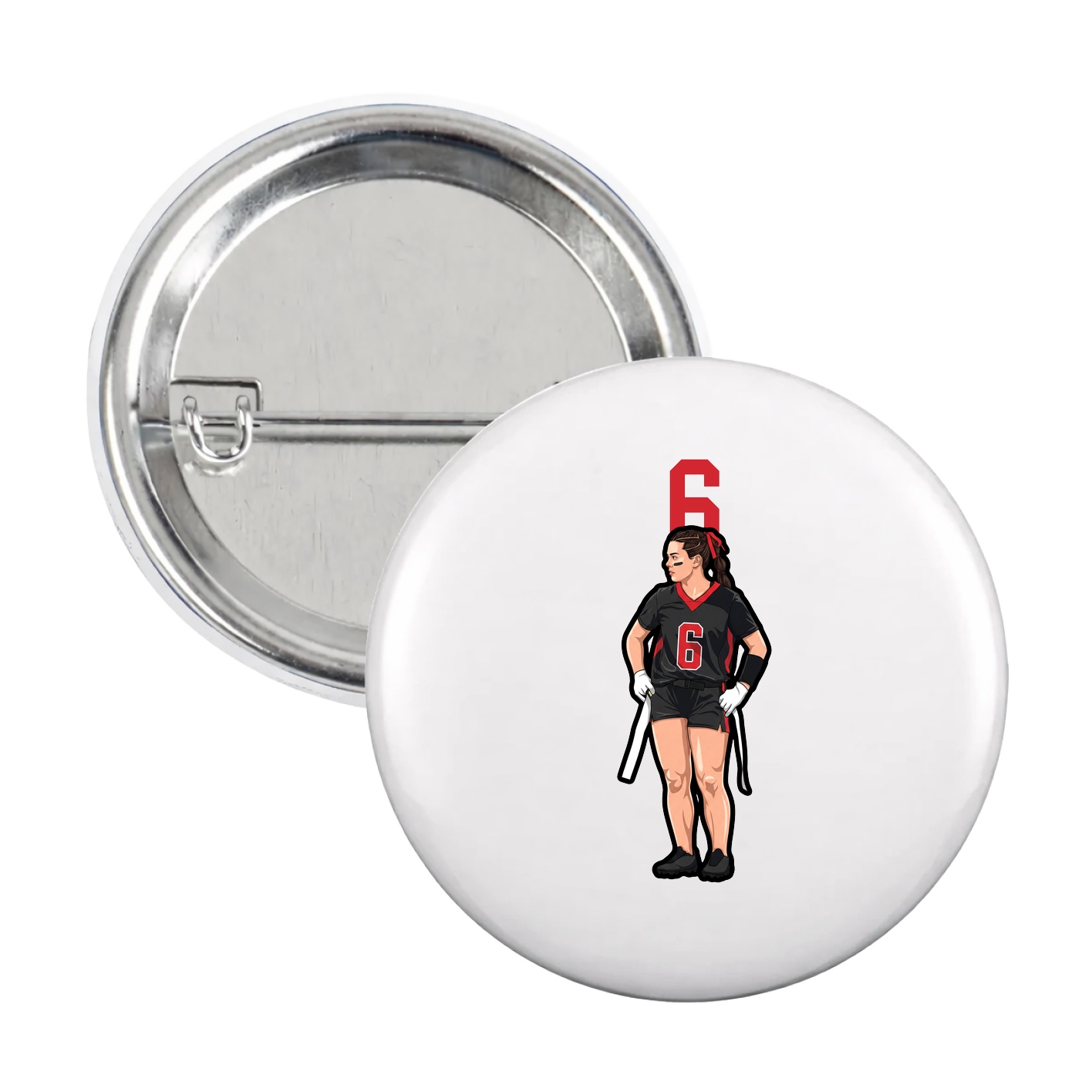 Game Day Button — Number Top in White