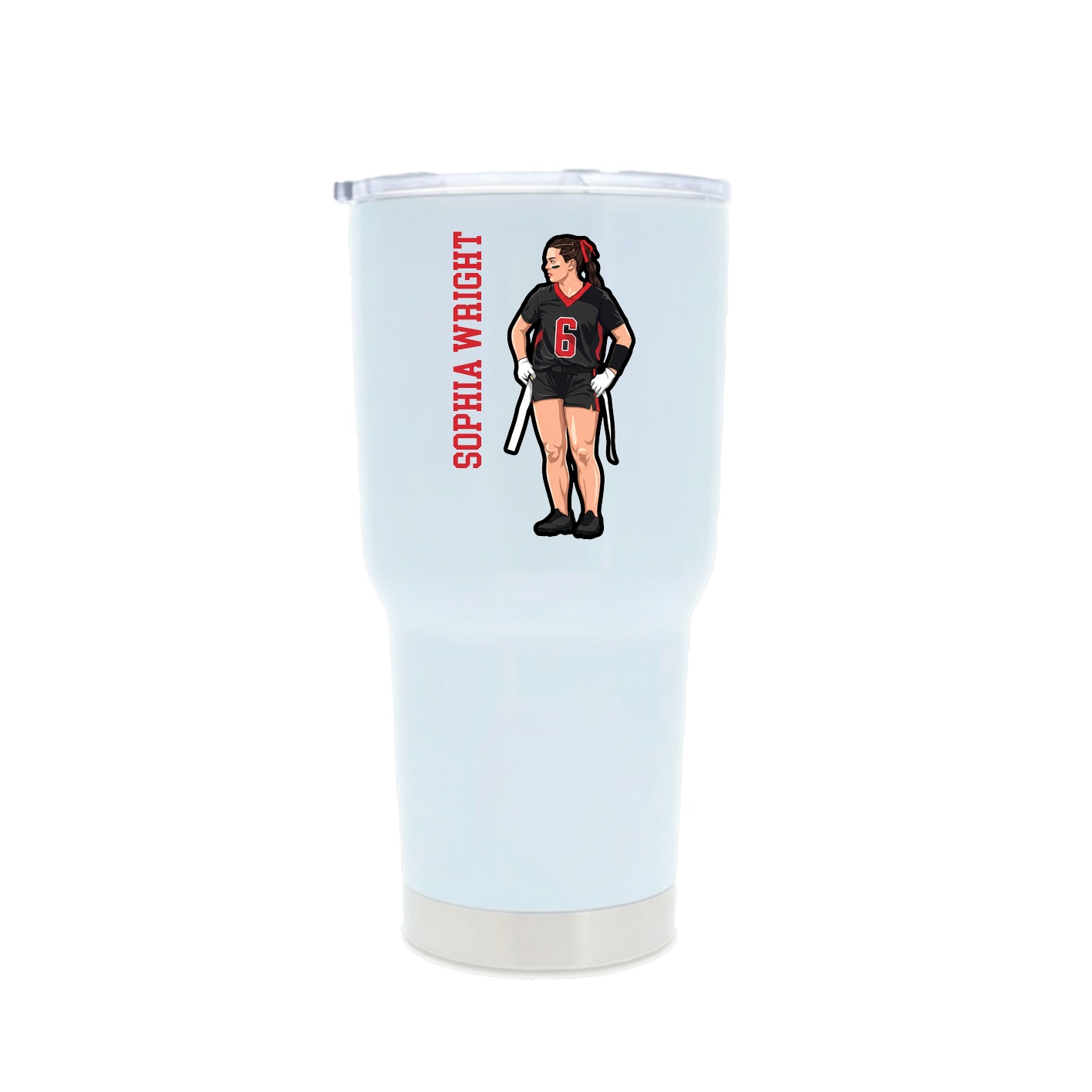 30oz Stainless Steel Tumbler — Name Vertical in White