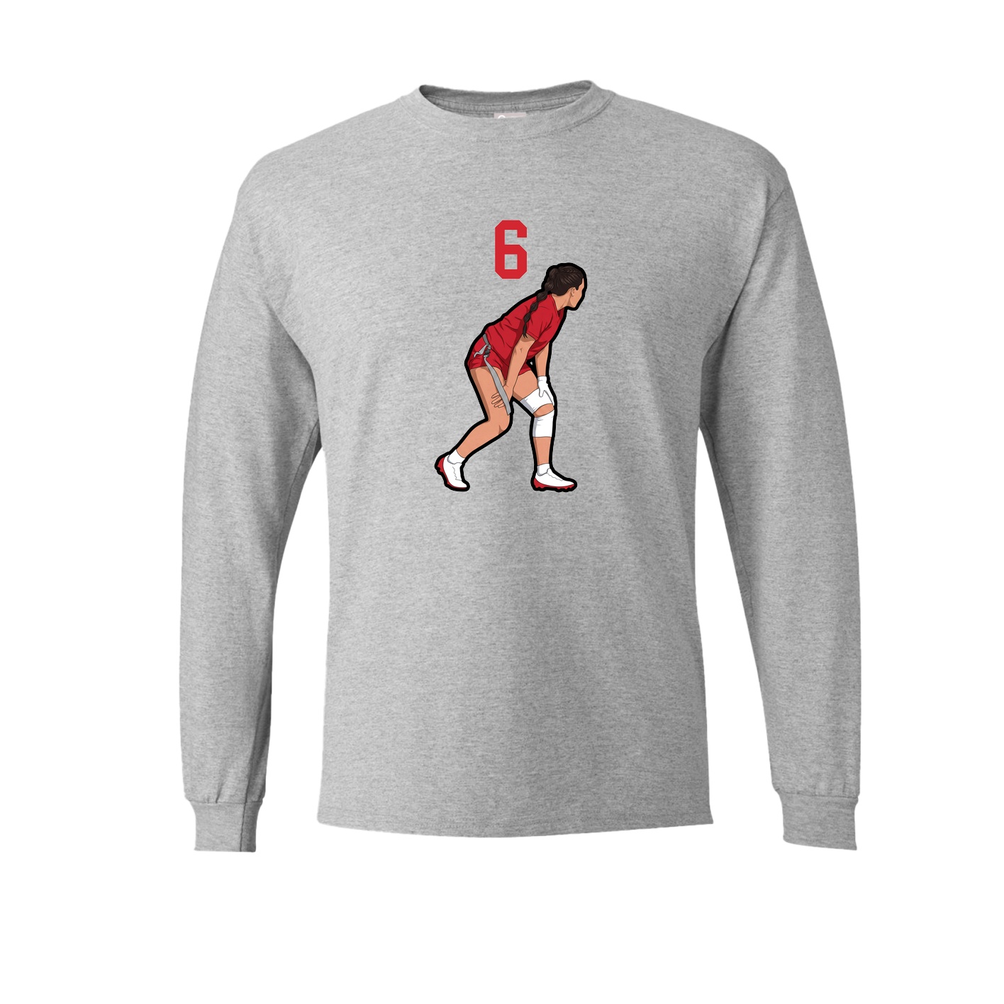Long Sleeve Tee — Number Top in Grey