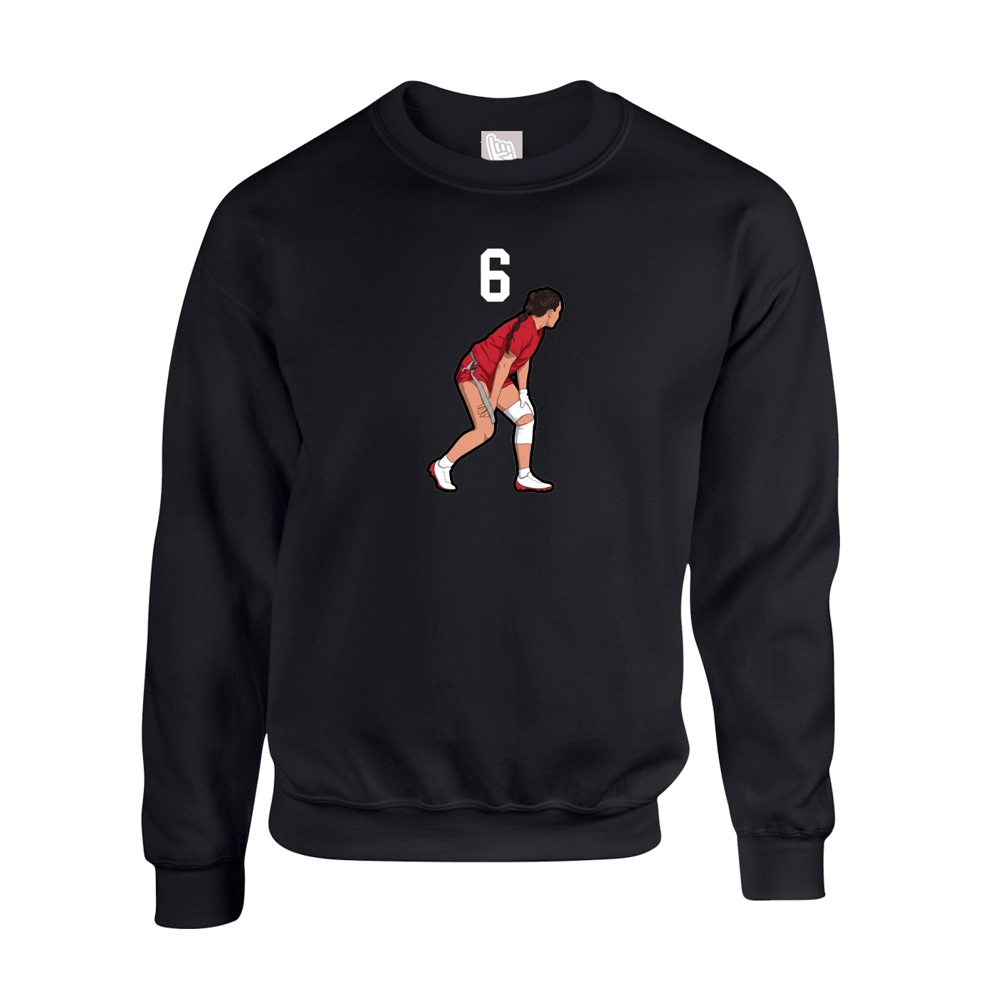 Fleece Crew — Number Top in Black