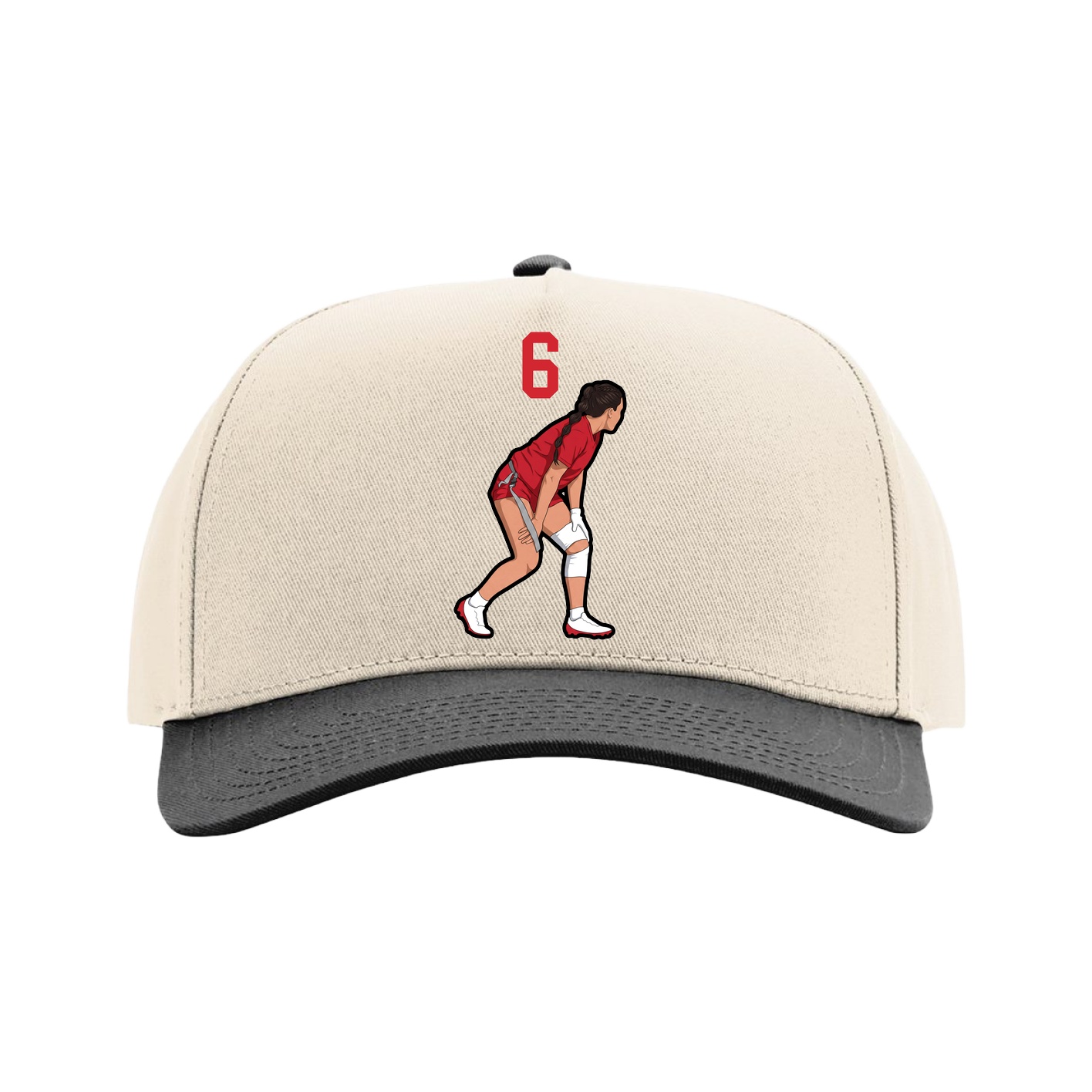 Full Fabric Five-Panel Champ Cap — Number Top in Cream/Black