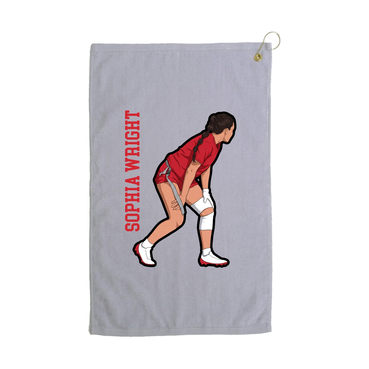 Golf Towel — Name Vertical in Grey