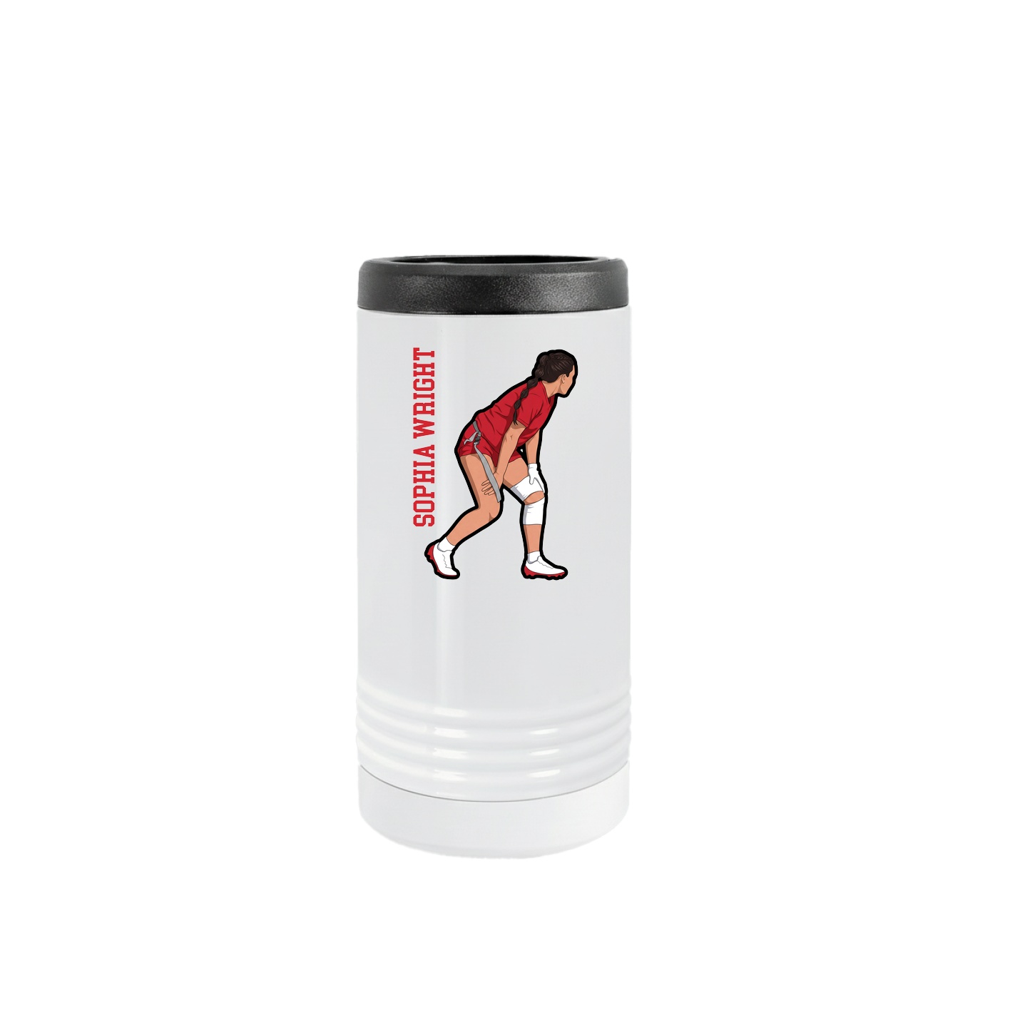 Slim Beverage Holder — Name Vertical in White