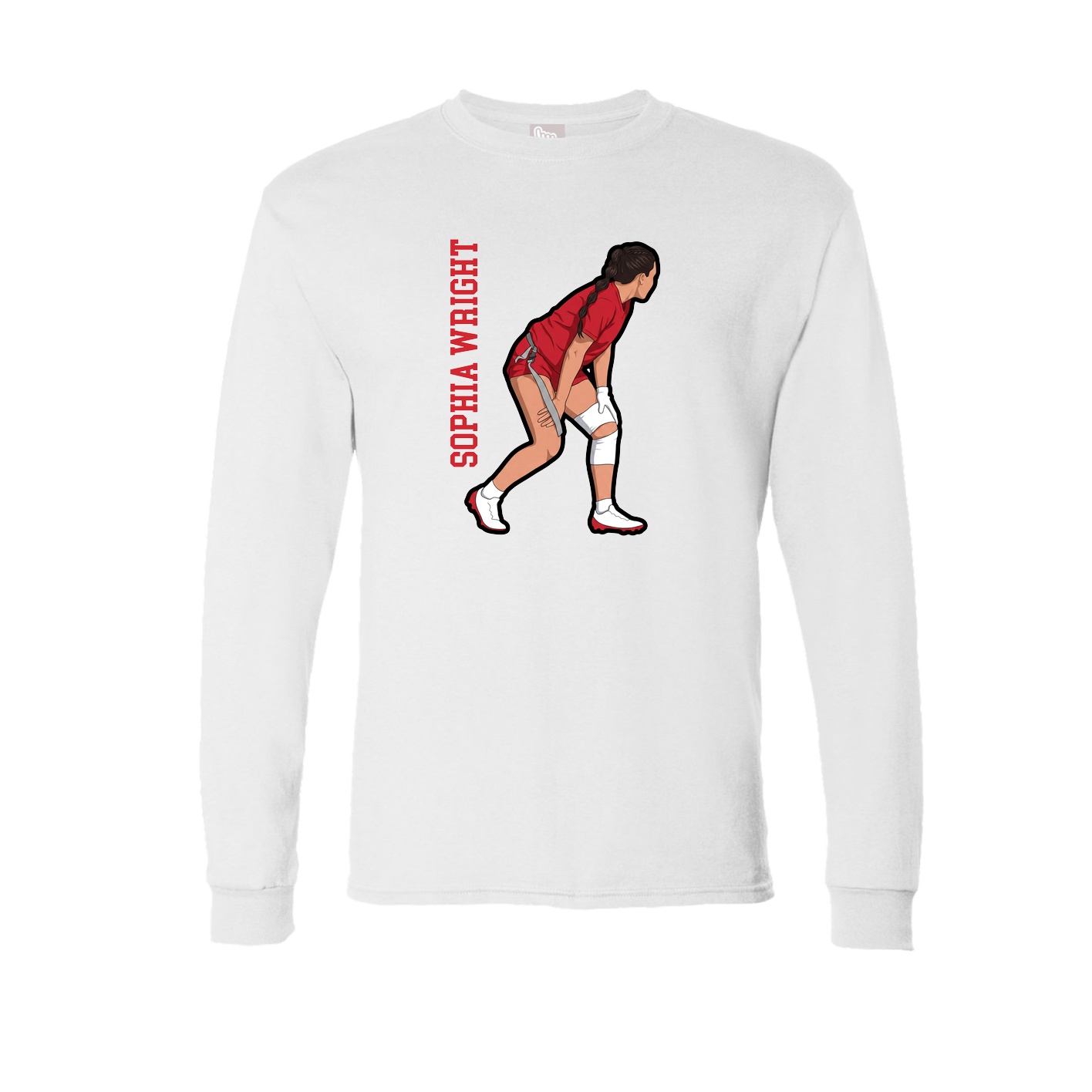 Long Sleeve Tee — Name Vertical in White