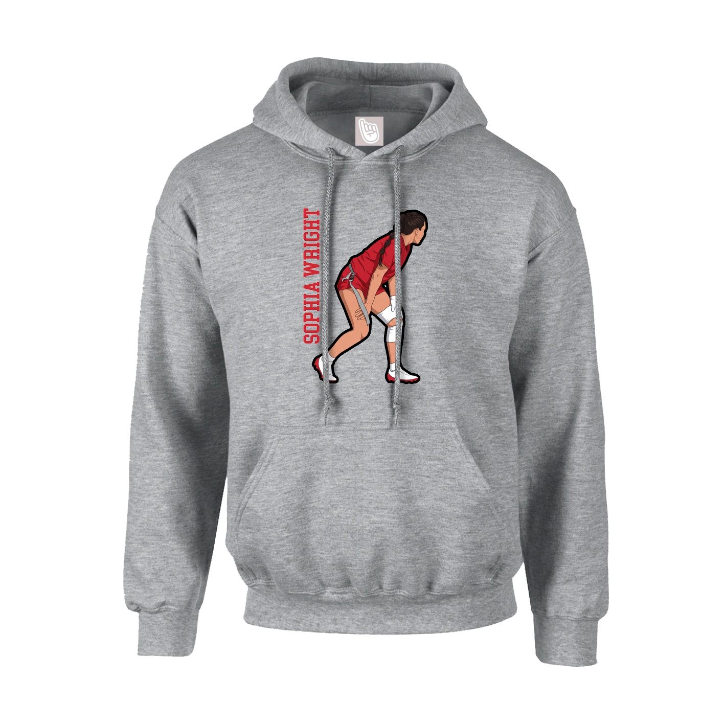 Youth Hoodie — Name Vertical in Grey
