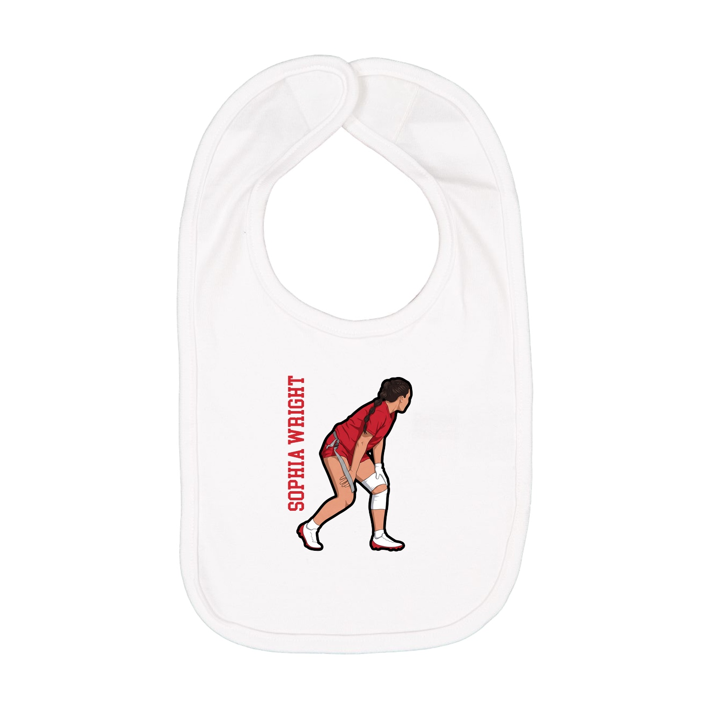 Infant Bib — Name Vertical in White