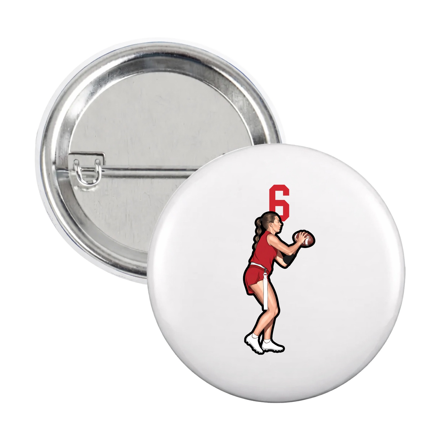 Game Day Button — Number Top in White