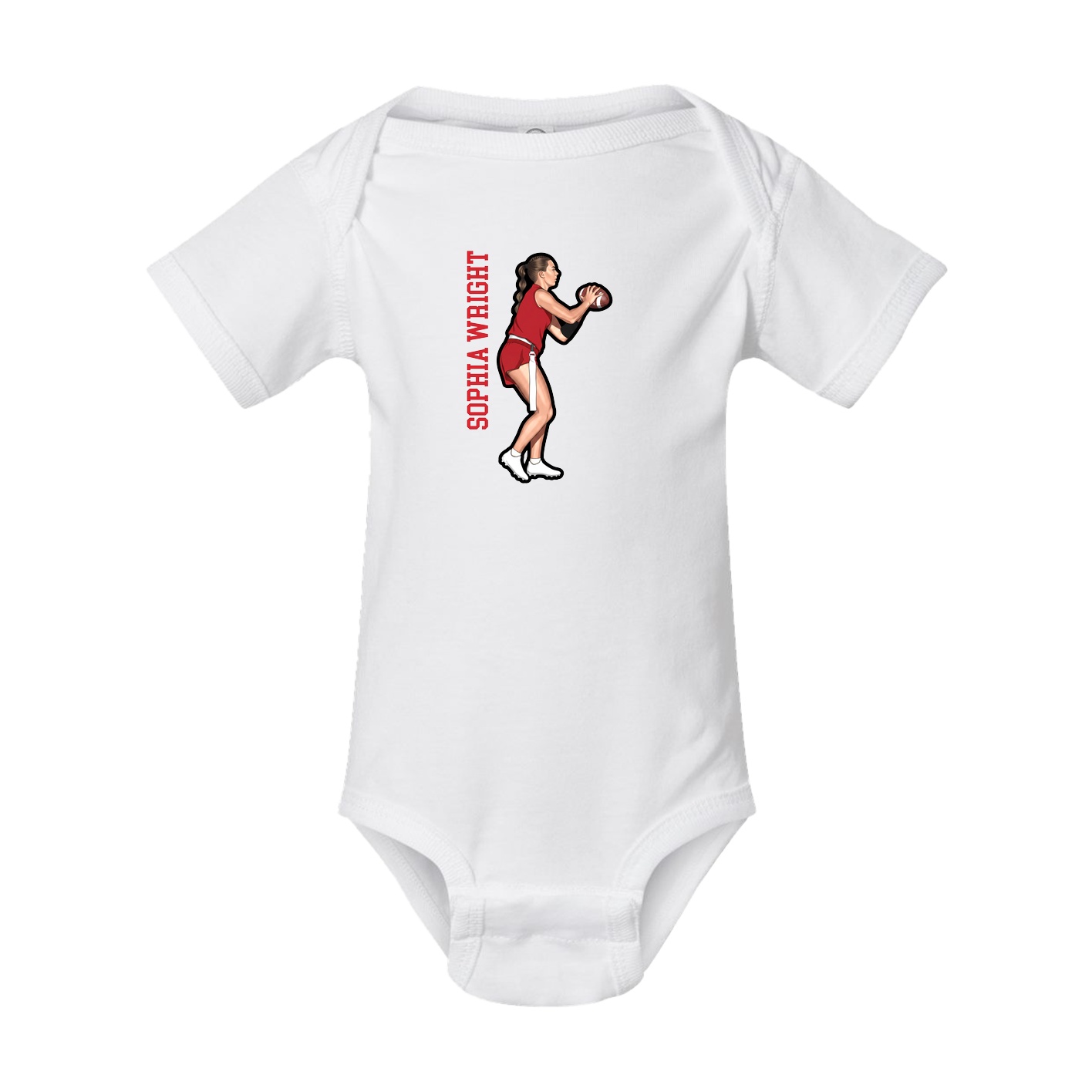 Baby Onesie — Name Vertical in White
