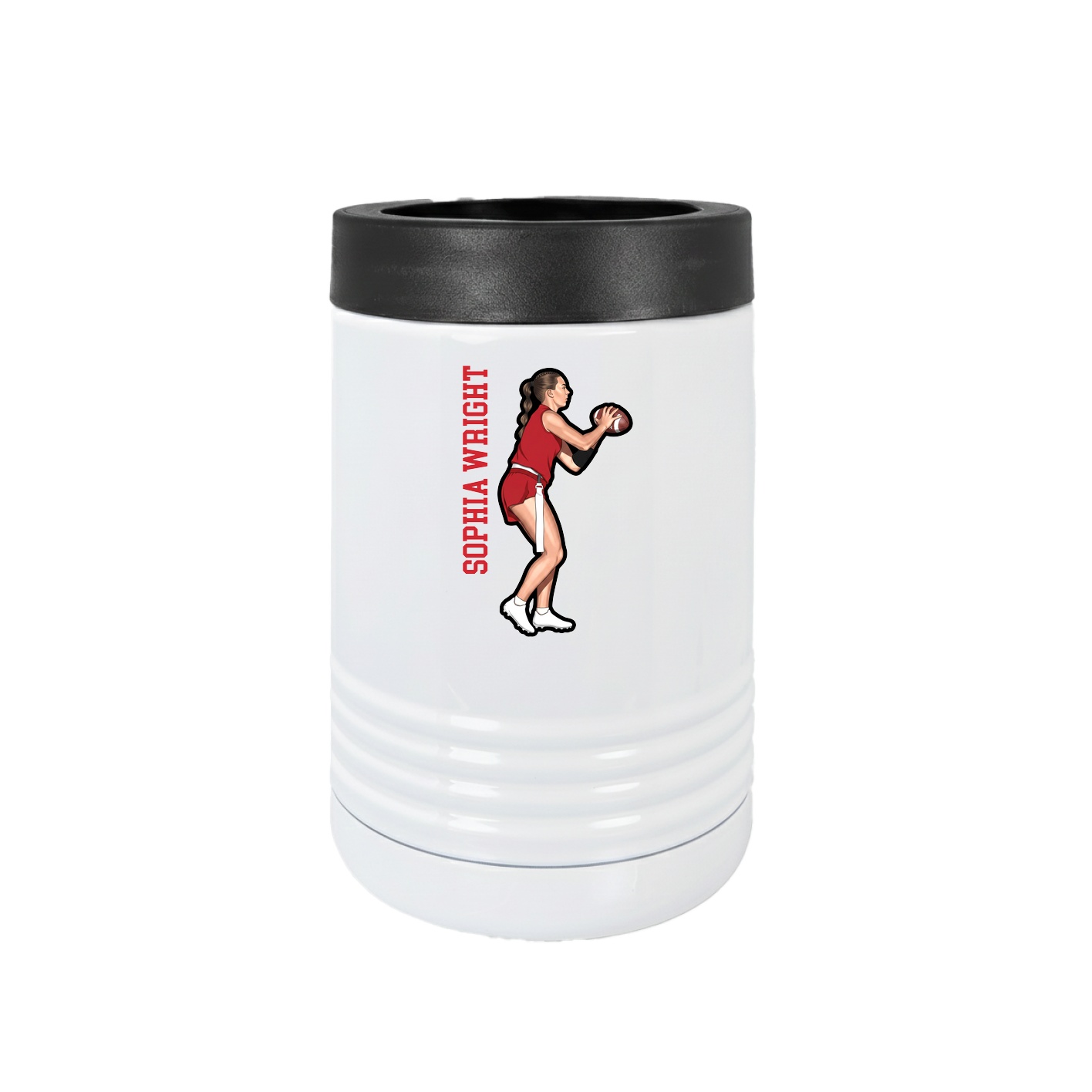 Beverage Holder — Name Vertical in White