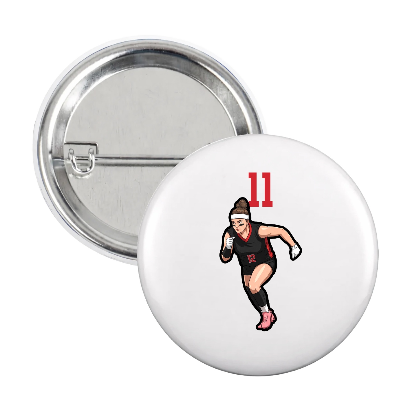Game Day Button — Number Top in White