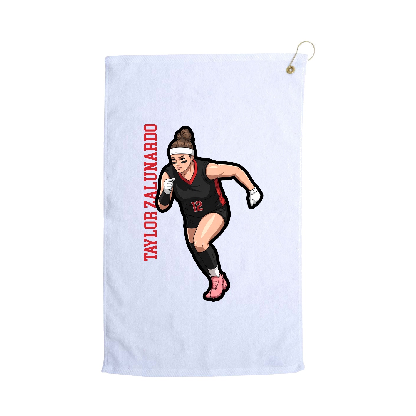 Golf Towel — Name Vertical in White