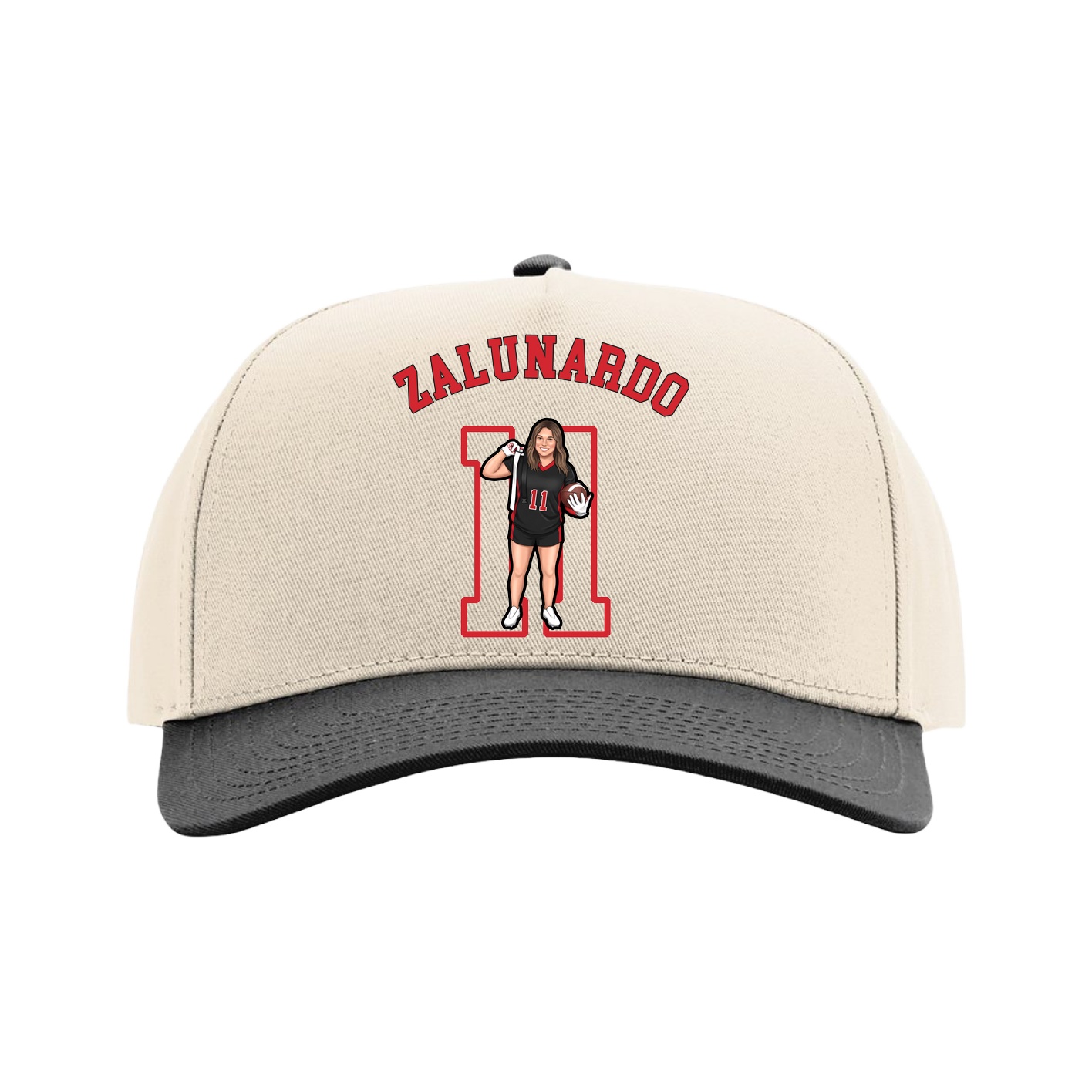 Full Fabric Five-Panel Champ Cap — Shirsey Arch in Cream/Black
