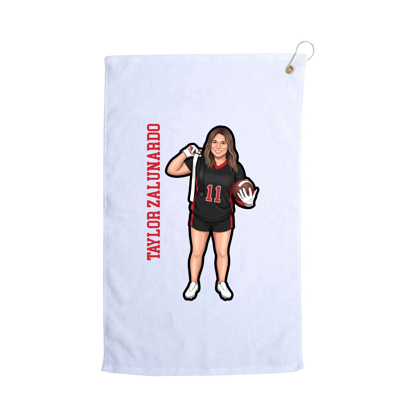 Golf Towel — Name Vertical in White