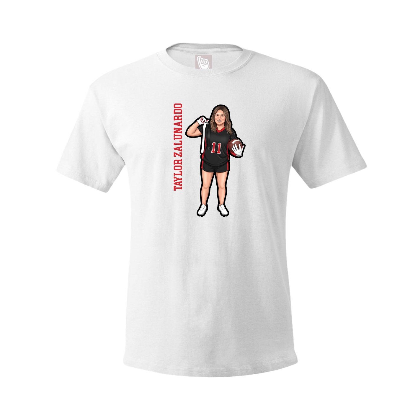 Youth Tee — Name Vertical in White