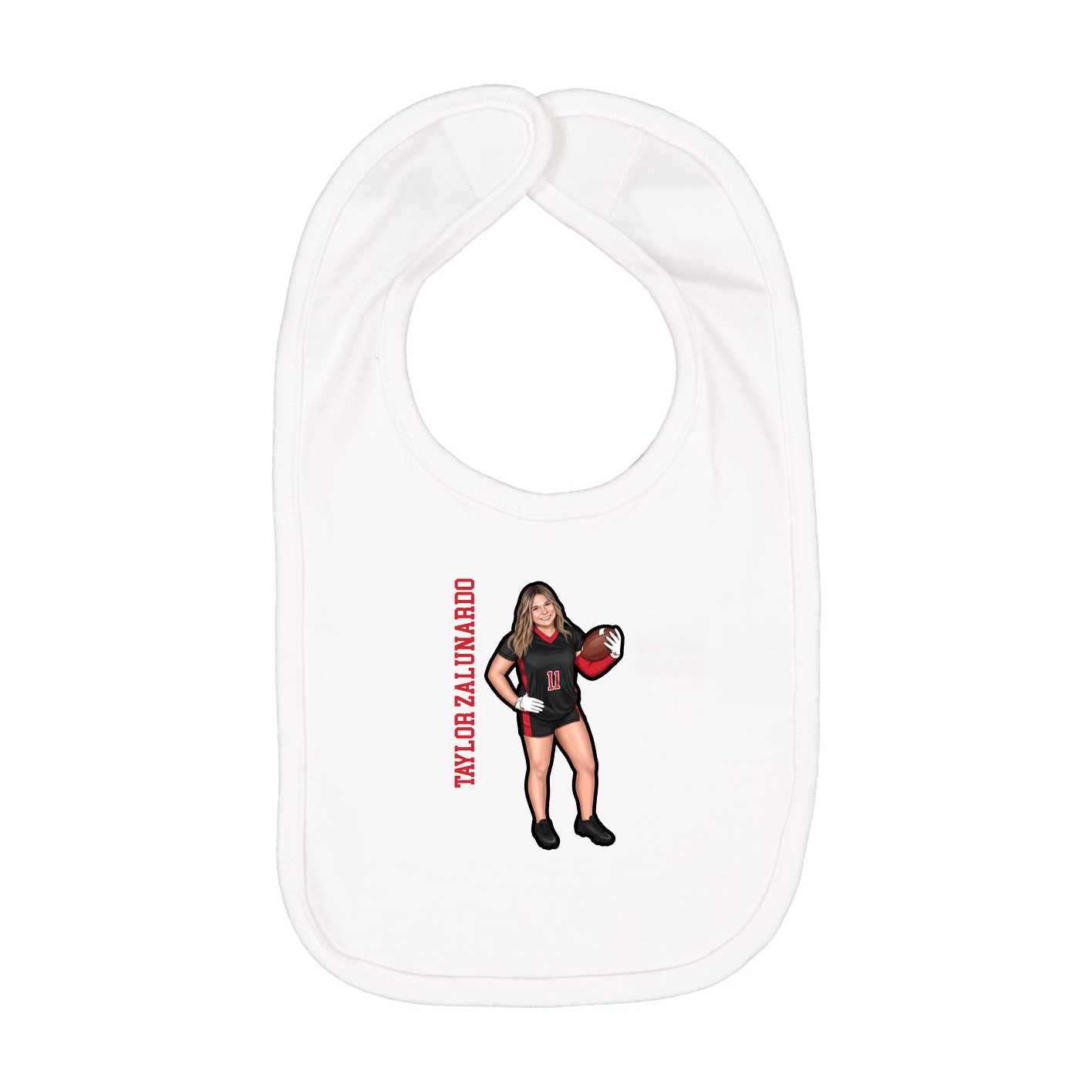 Infant Bib — Name Vertical in White