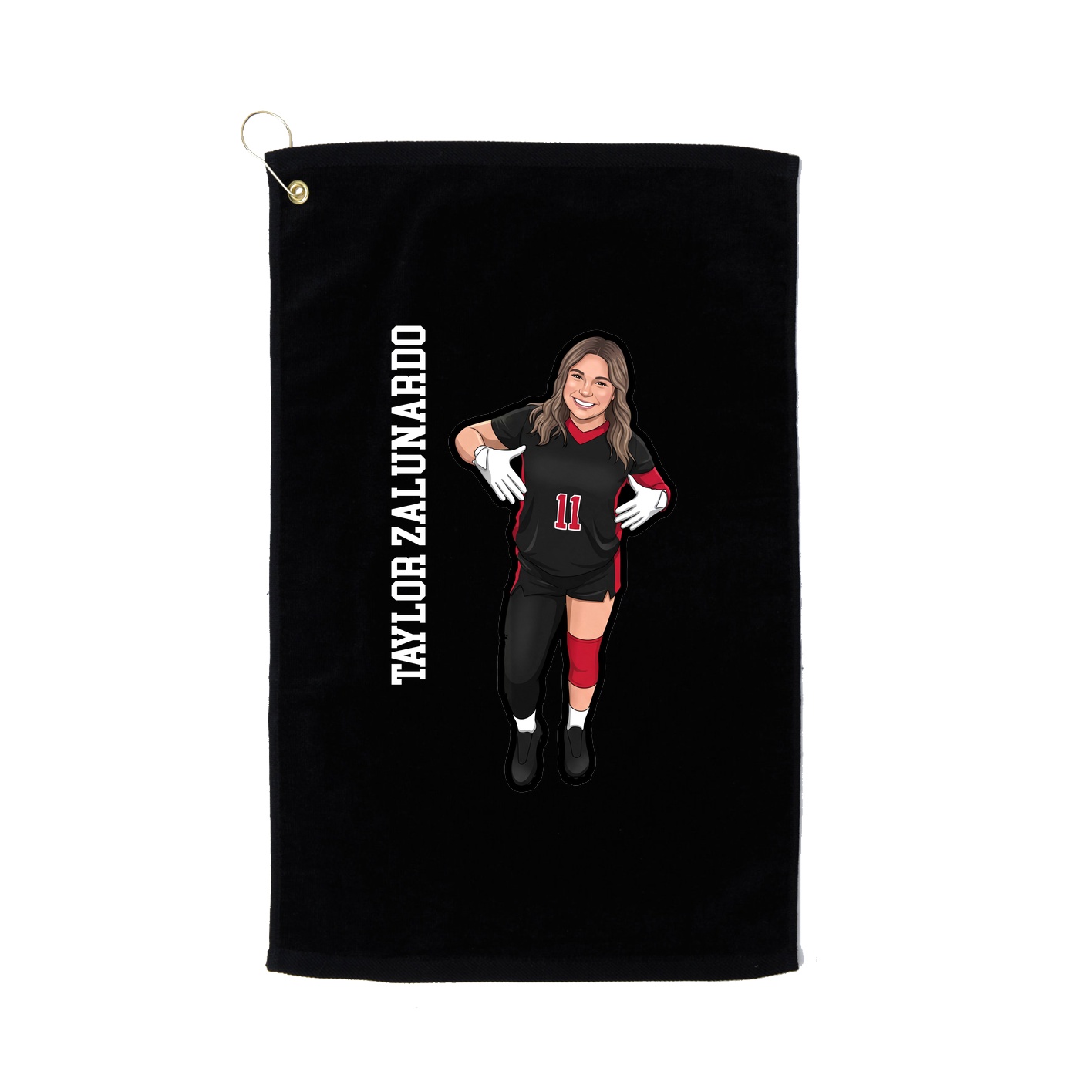 Golf Towel — Name Vertical in Black