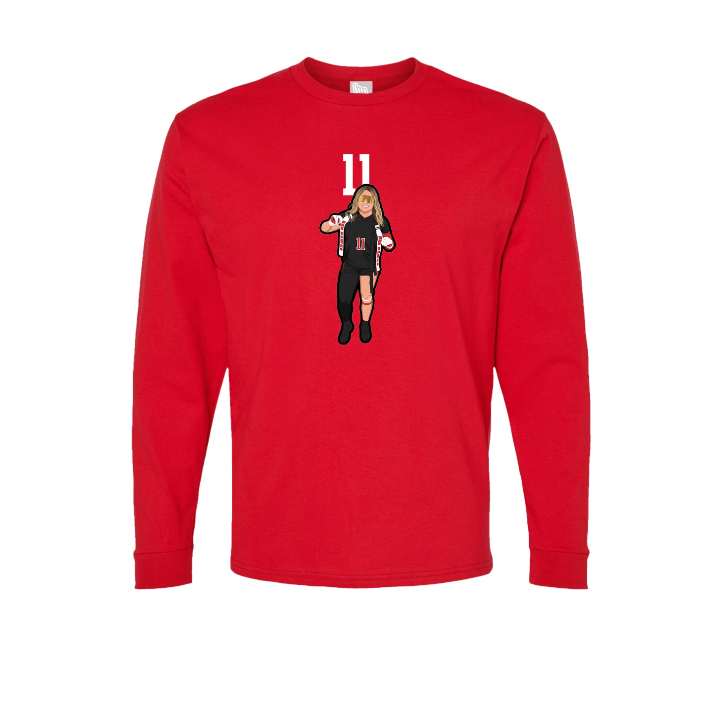 Long Sleeve Tee — Number Top in Red