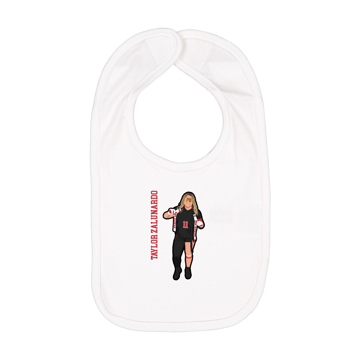 Infant Bib — Name Vertical in White