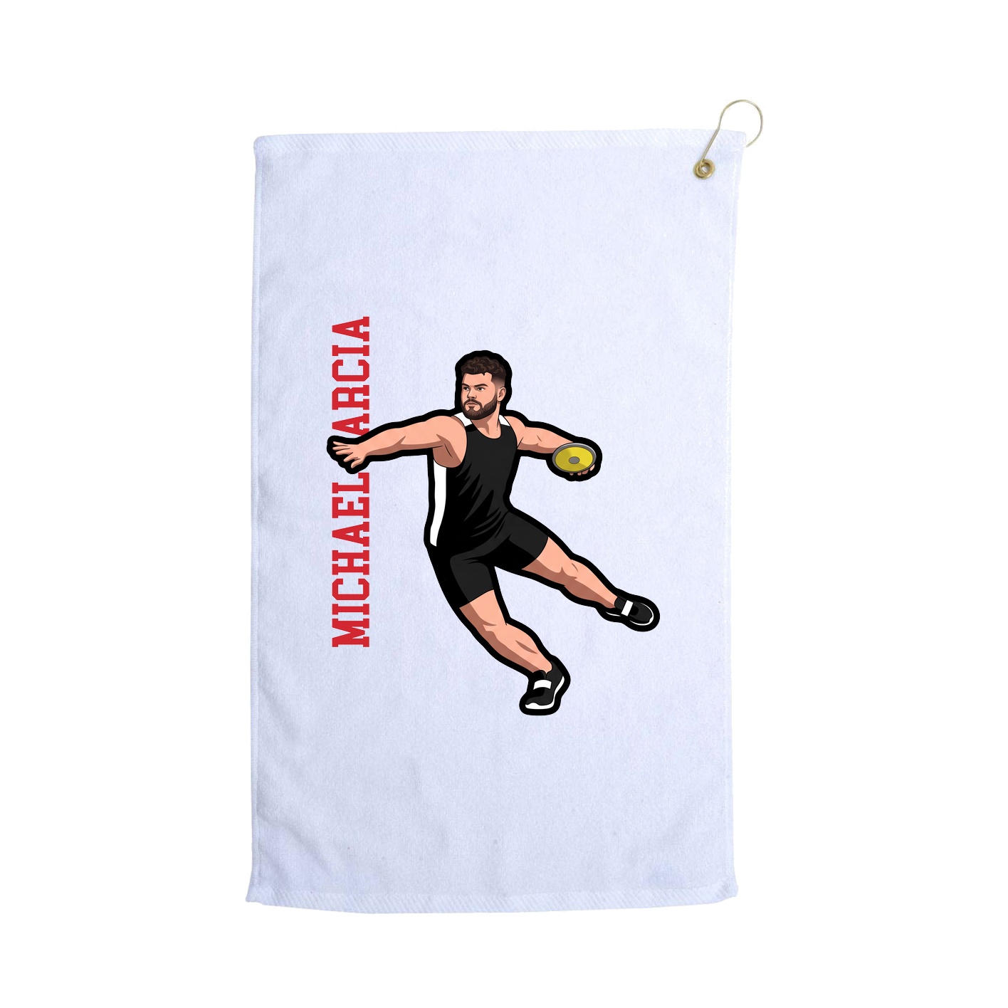 Golf Towel — Name Vertical in White