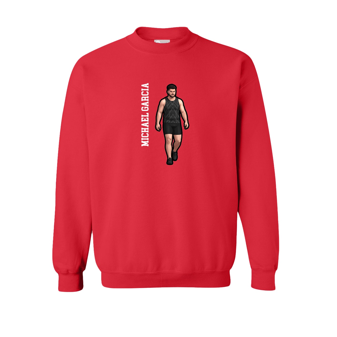 Fleece Crew — Name Vertical in Red