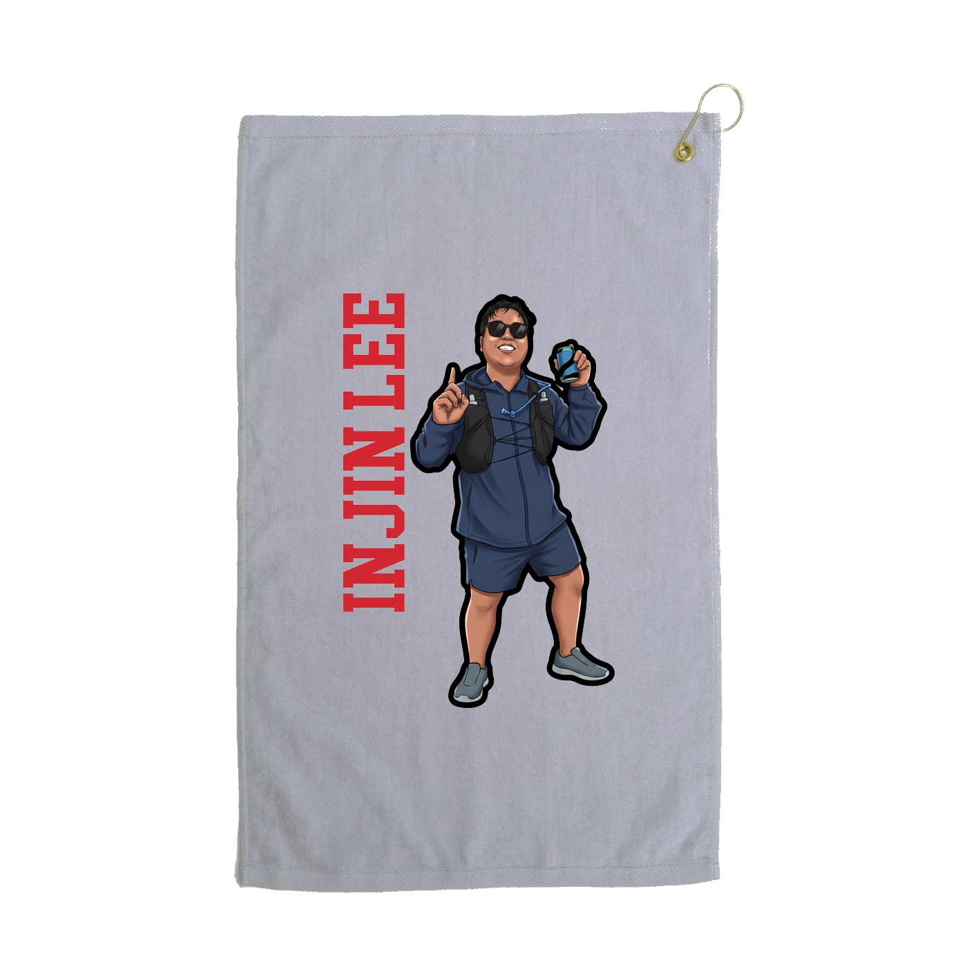Golf Towel — Name Vertical in Grey