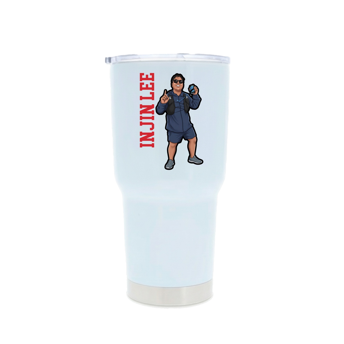 30oz Stainless Steel Tumbler — Name Vertical in White