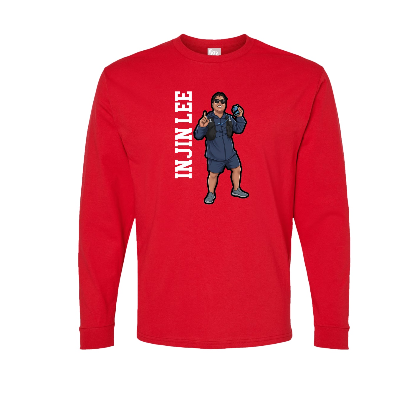 Long Sleeve Tee — Name Vertical in Red