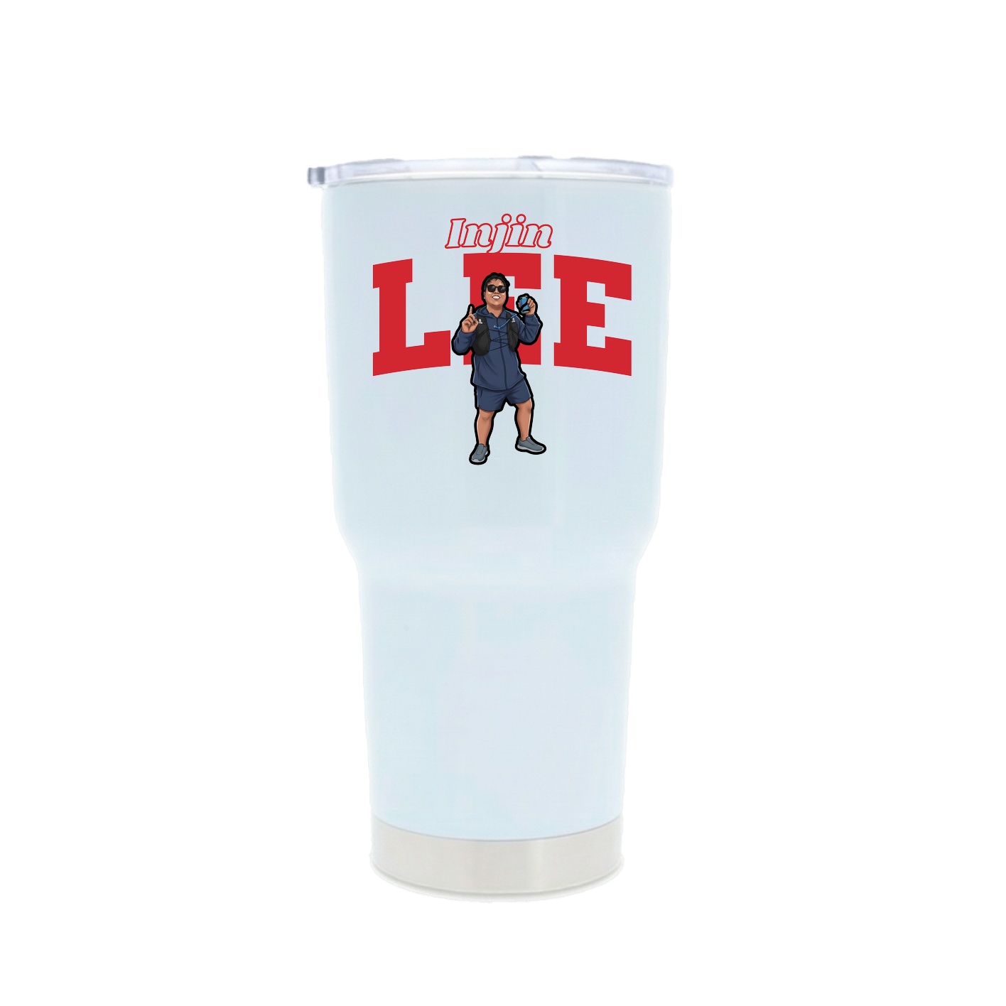 30oz Stainless Steel Tumbler — Name Arch in White