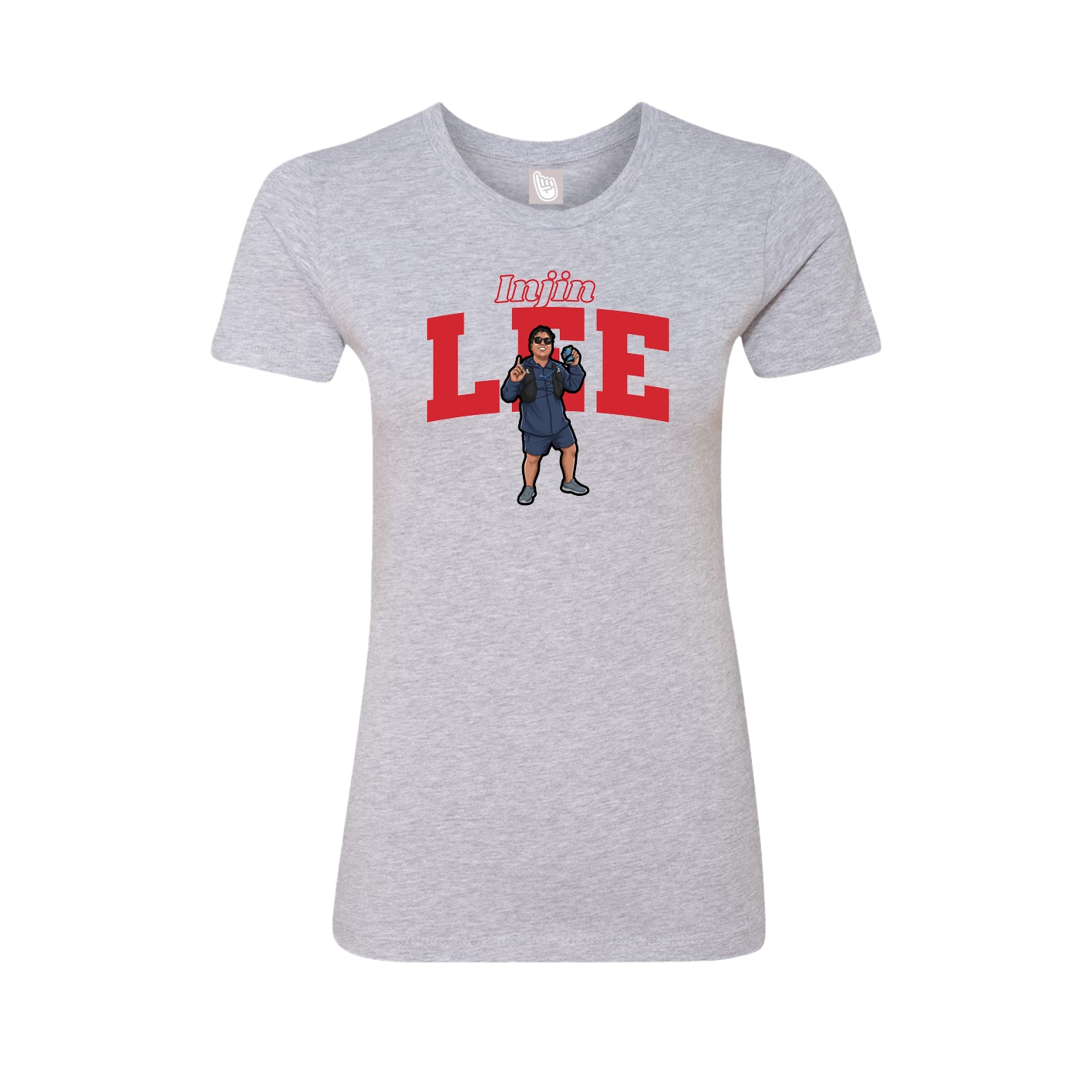 Fitted Women's Tee — Name Arch in Grey