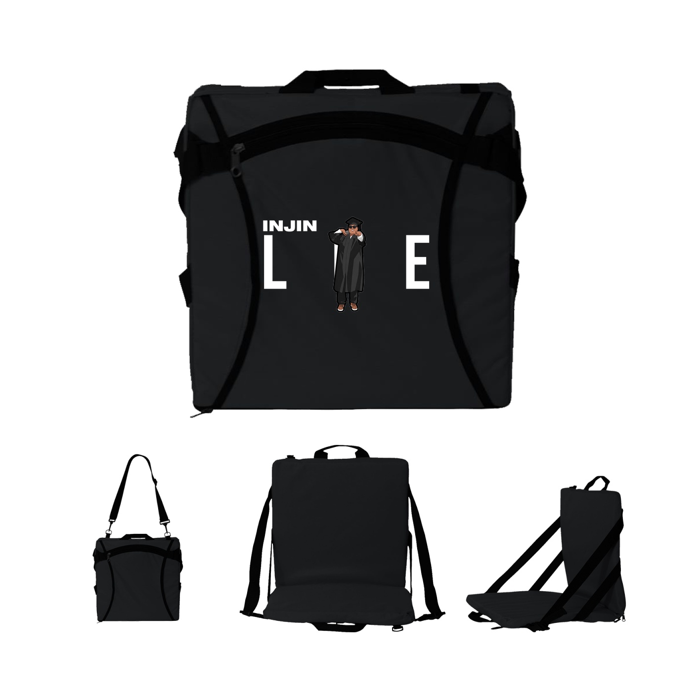 Folding Stadium Seat — Player Name in Black