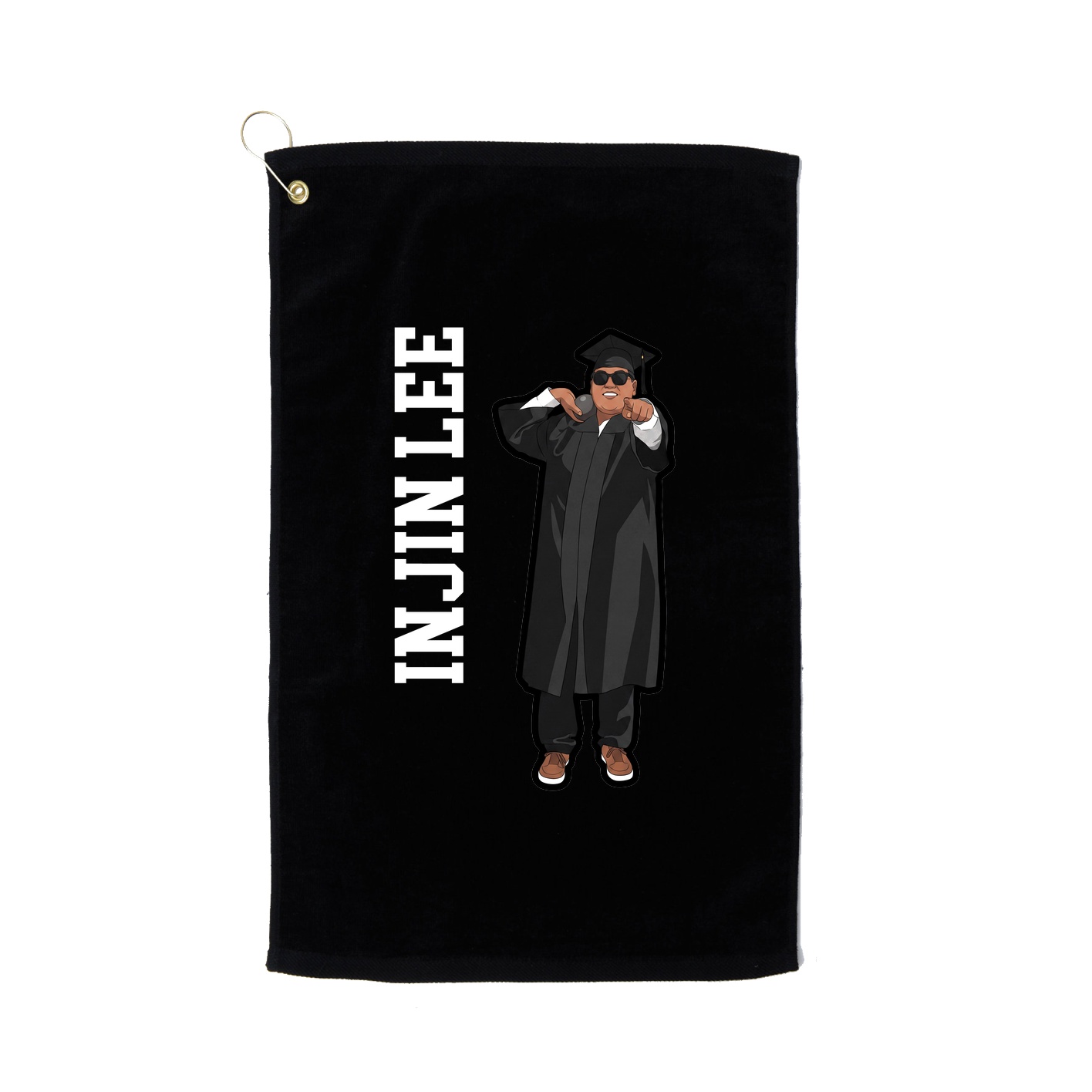 Golf Towel — Name Vertical in Black