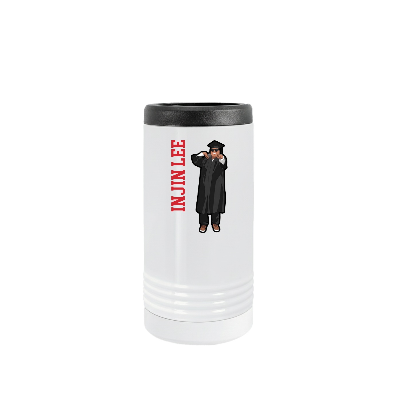 Slim Beverage Holder — Name Vertical in White
