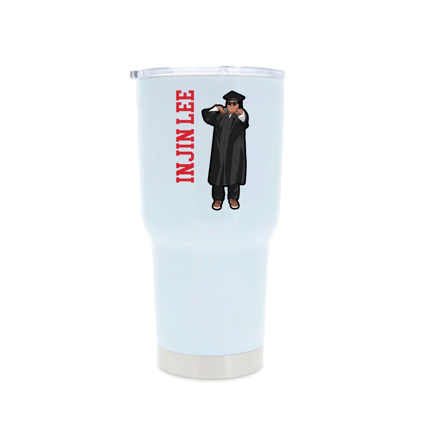 30oz Stainless Steel Tumbler — Name Vertical in White