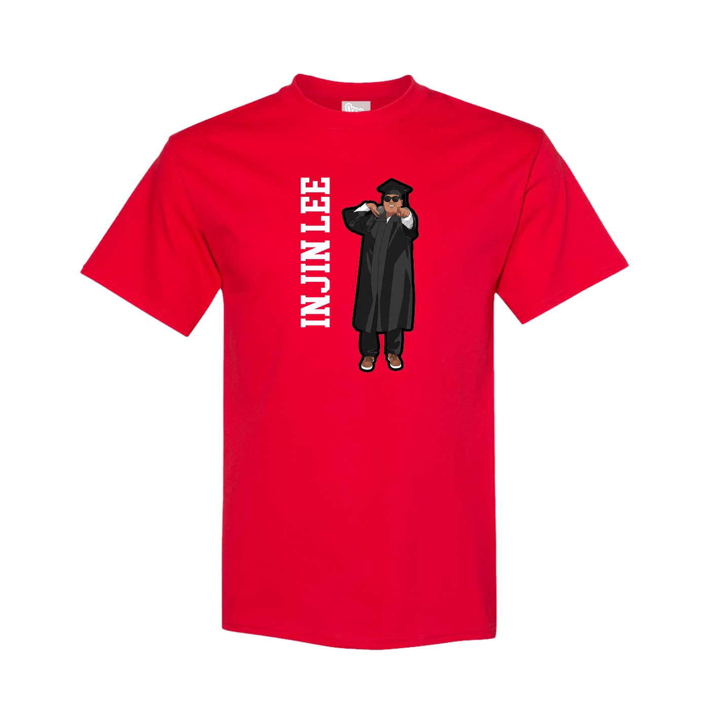 Tee — Name Vertical in Red