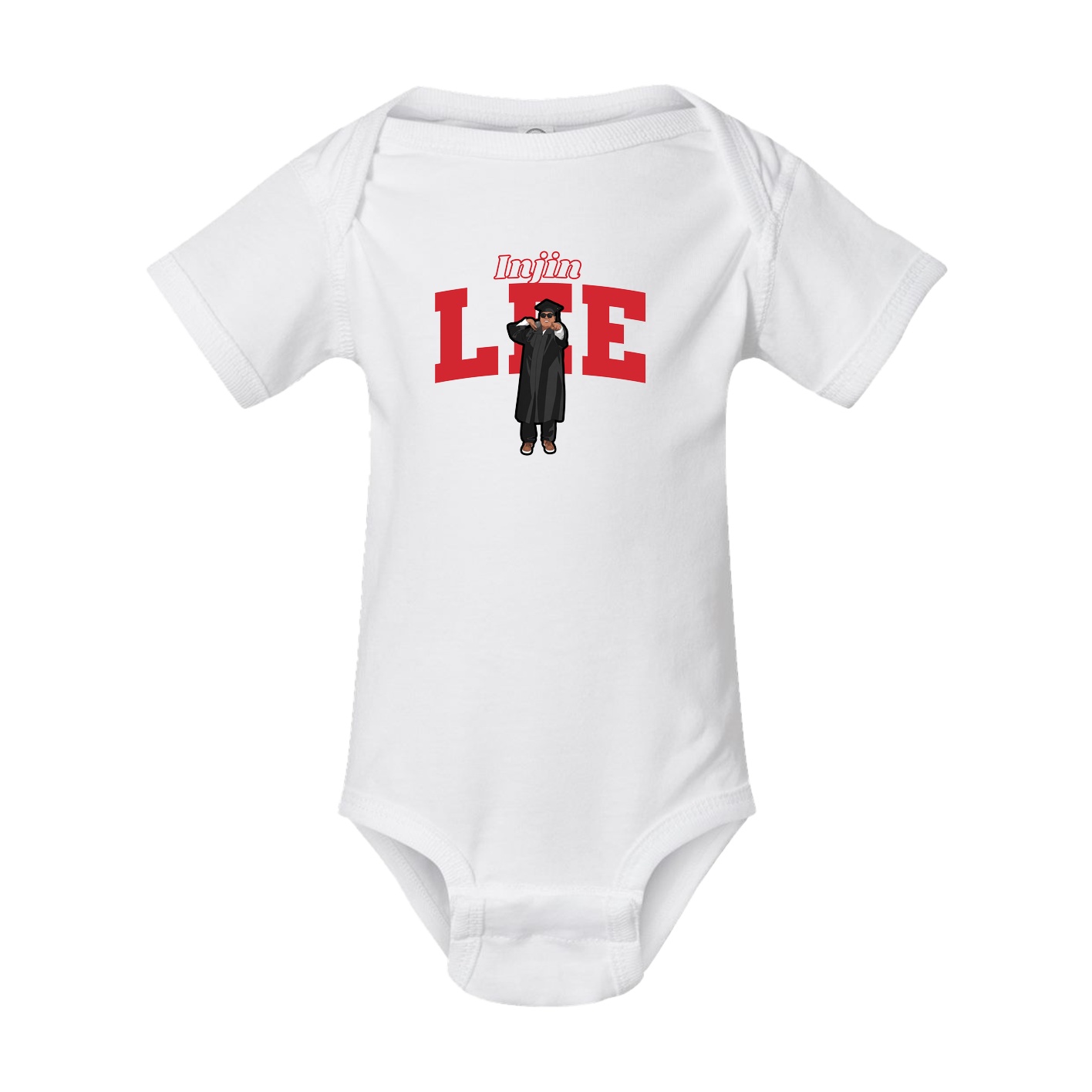 Baby Onesie — Name Arch in White