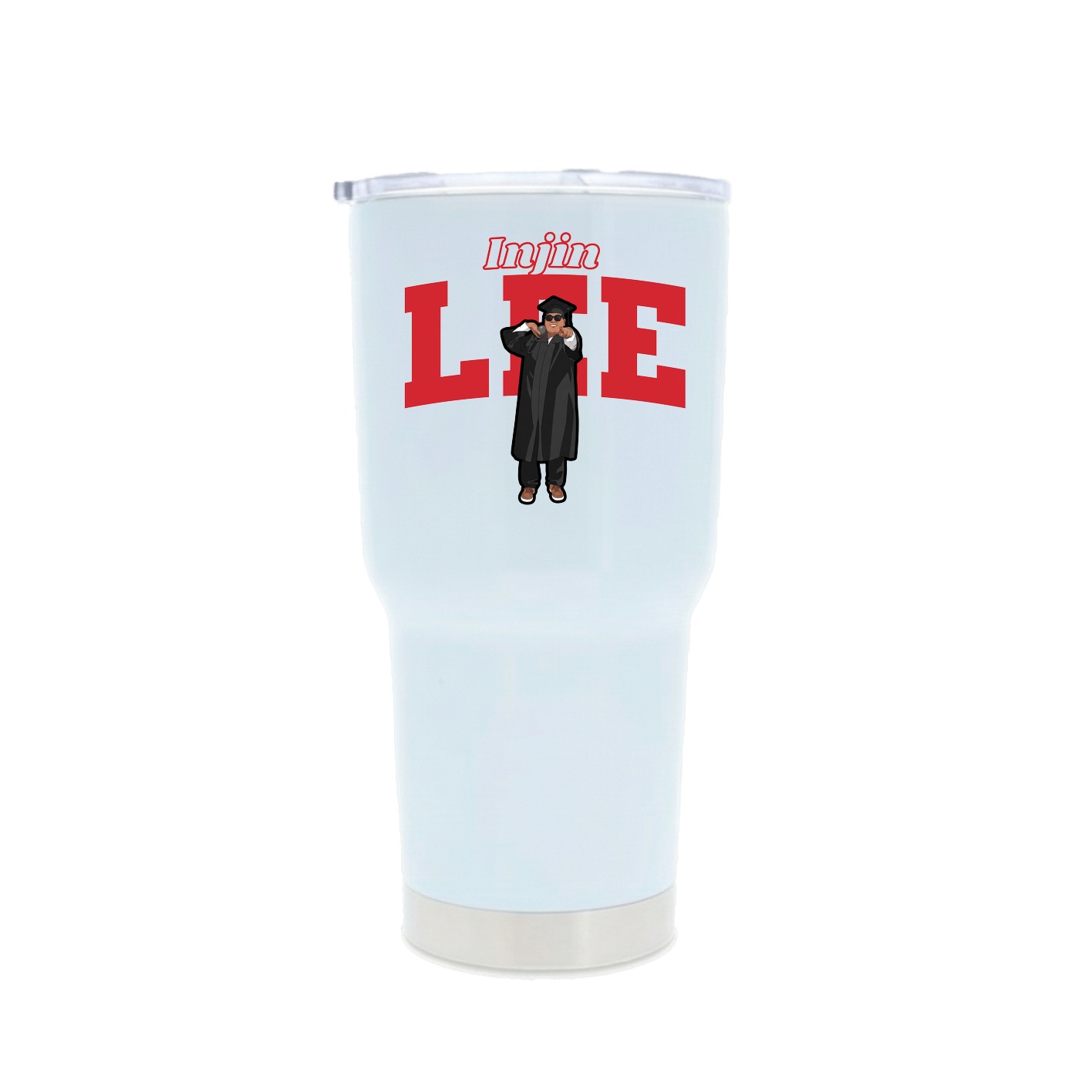 30oz Stainless Steel Tumbler — Name Arch in White