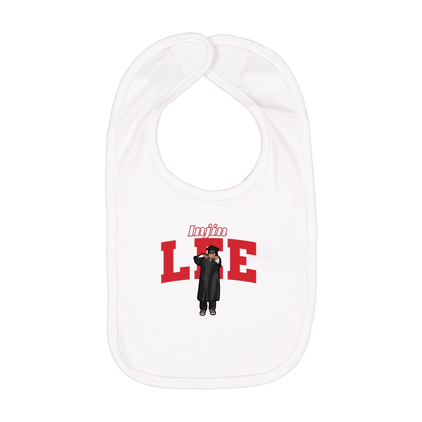Infant Bib — Name Arch in White