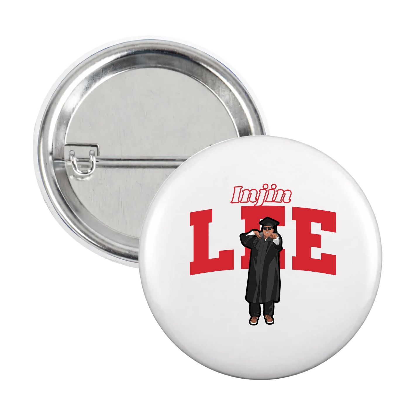 Game Day Button — Name Arch in White