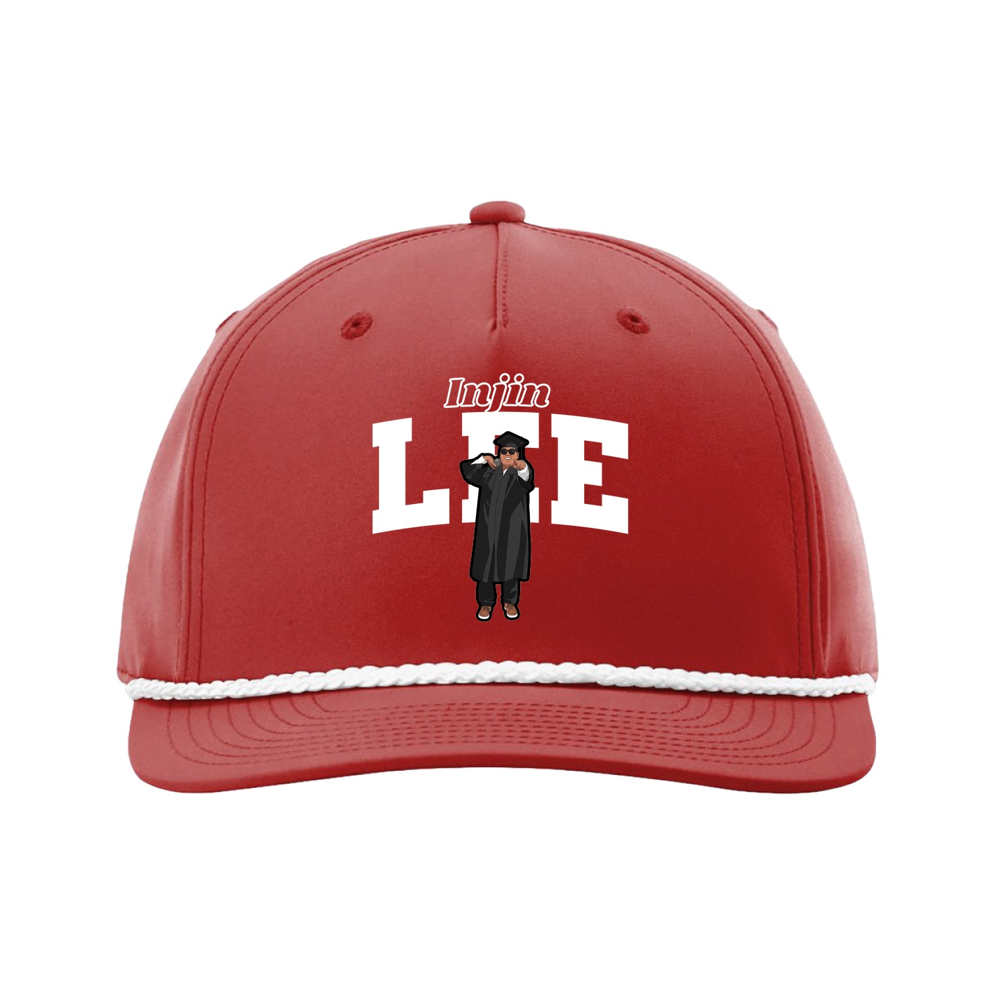 Five-Panel Classic Rope Cap — Name Arch in Red