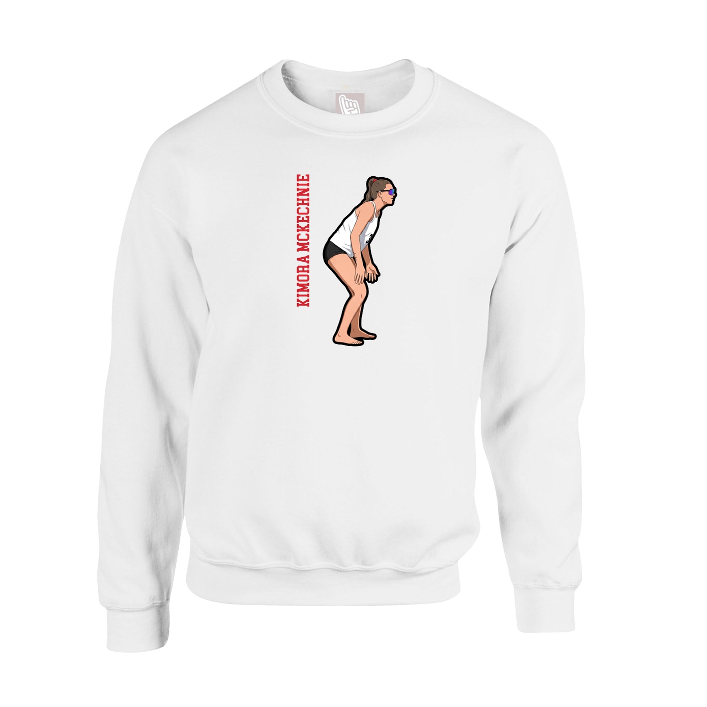 Fleece Crew — Name Vertical in White