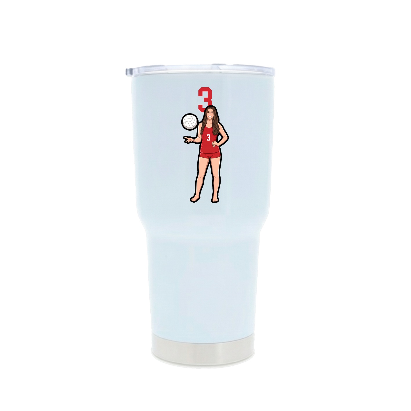 30oz Stainless Steel Tumbler — Number Top in White