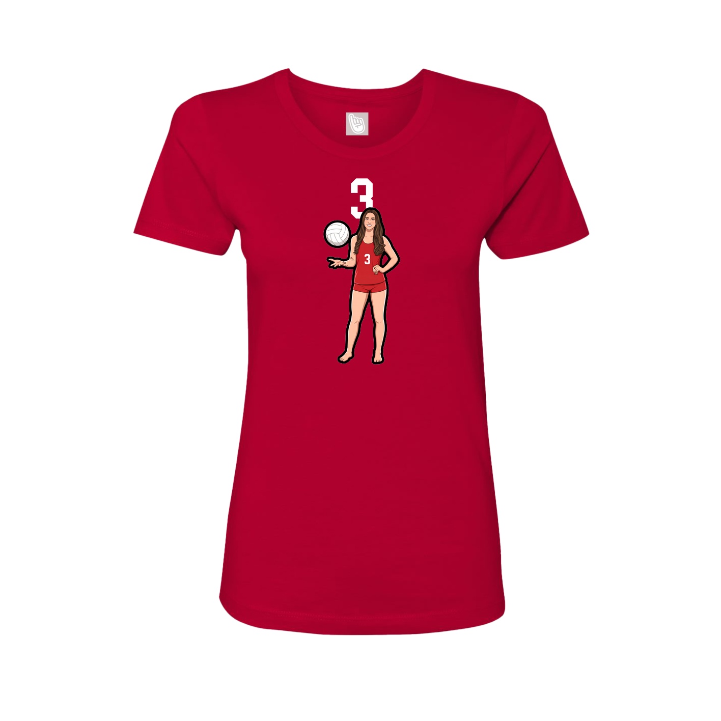 Fitted Women's Tee — Number Top in Red