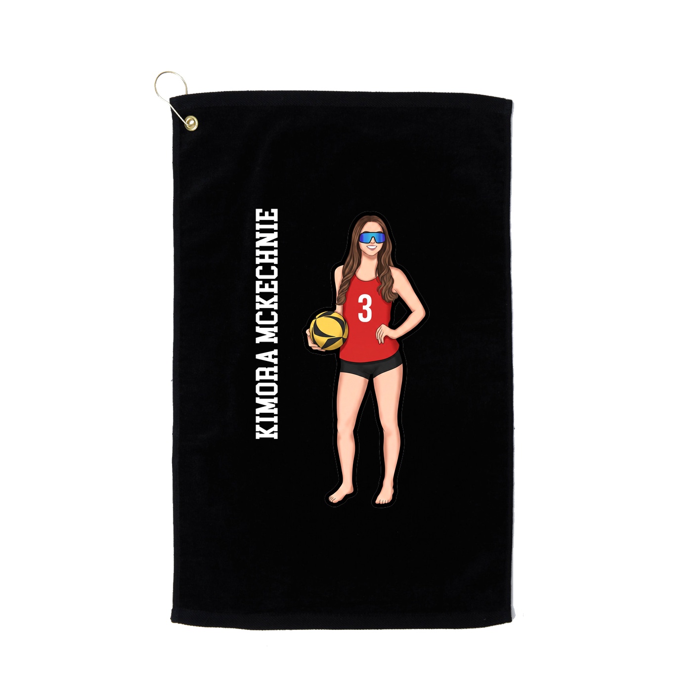 Golf Towel — Name Vertical in Black