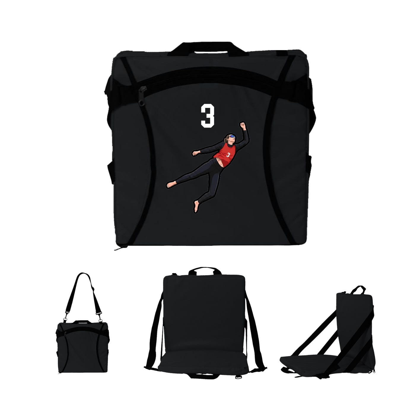 Folding Stadium Seat — Number Top in Black