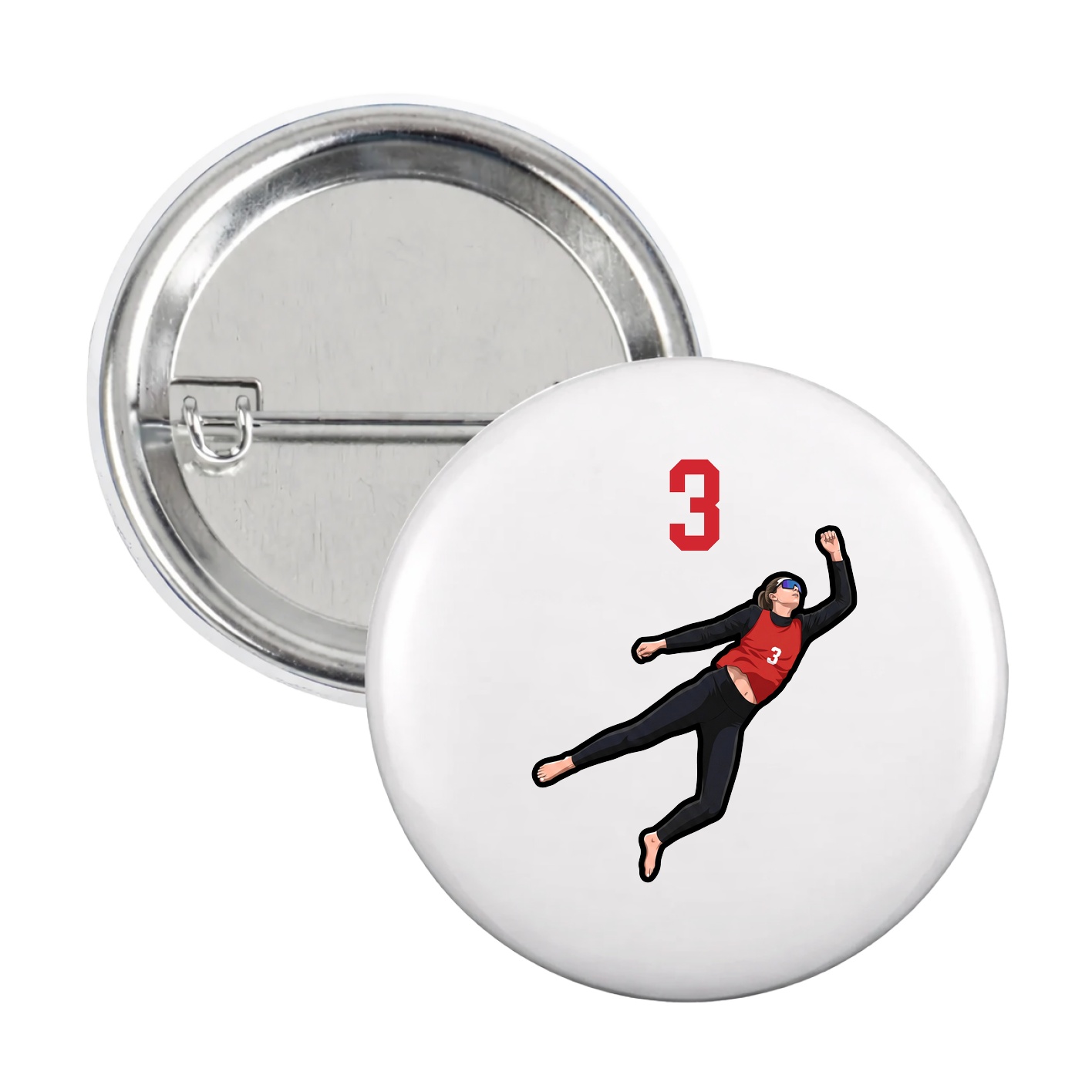 Game Day Button — Number Top in White