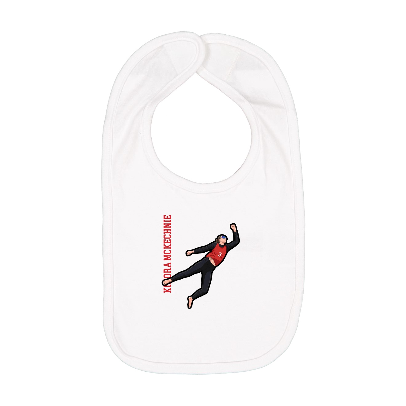 Infant Bib — Name Vertical in White