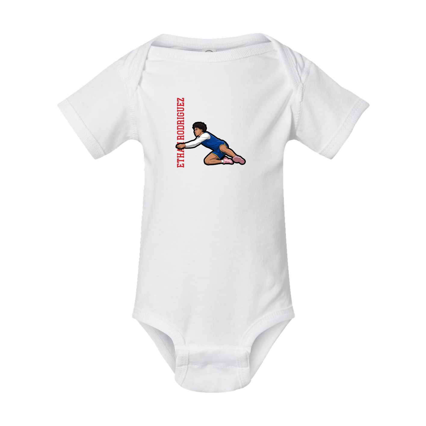 Baby Onesie — Name Vertical in White