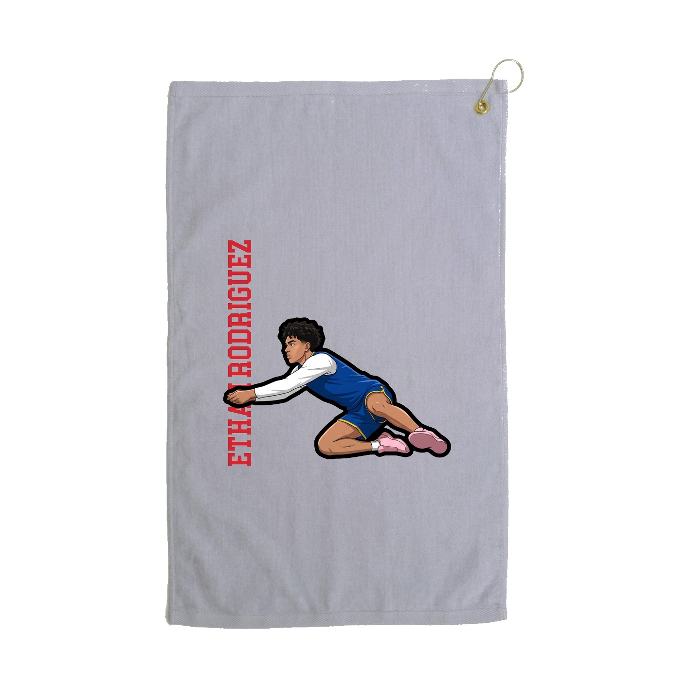 Golf Towel — Name Vertical in Grey