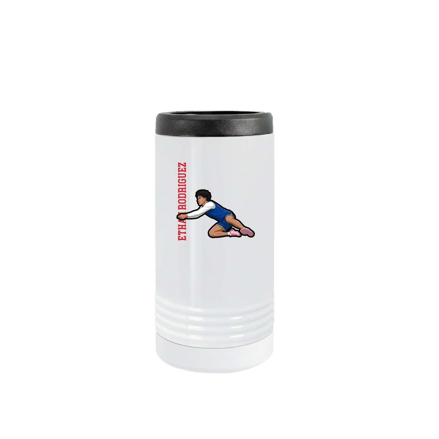 Slim Beverage Holder — Name Vertical in White